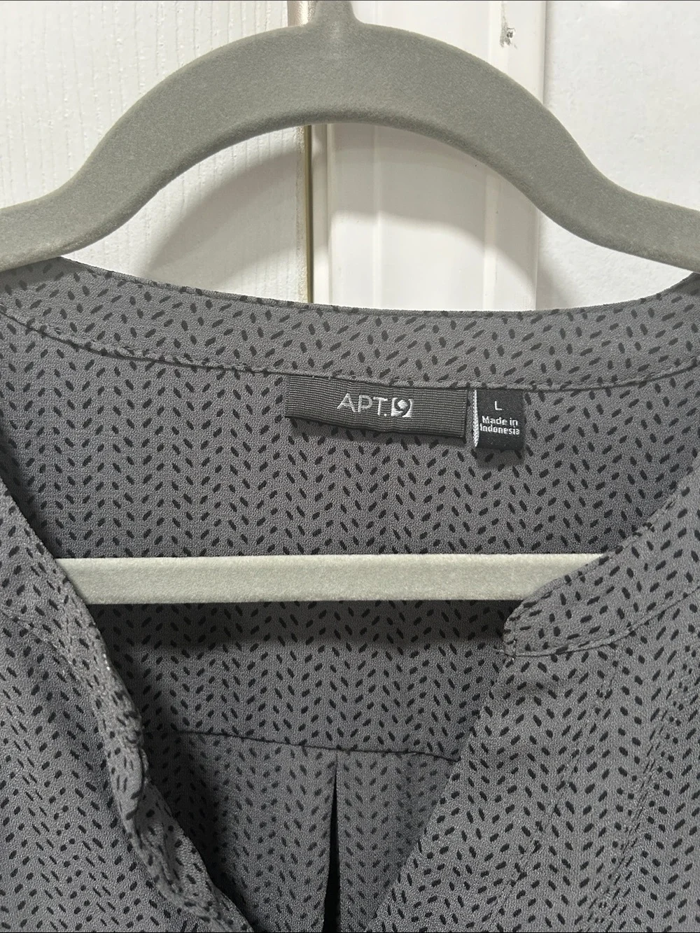 Apt. 9 Charcoal Micro-Print Split-Neck Blouse - Picture 2 of 5